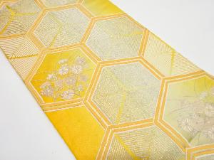 アンティーク　亀甲に若松・草花模様織り出し袋帯